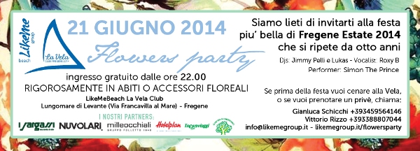 Flower Party Fregene La Vela Club Sabato 21 giugno