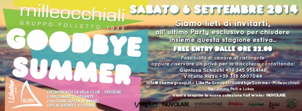 Good Bye Summer Fregene Discoteca Sabato 6 settembre 2014