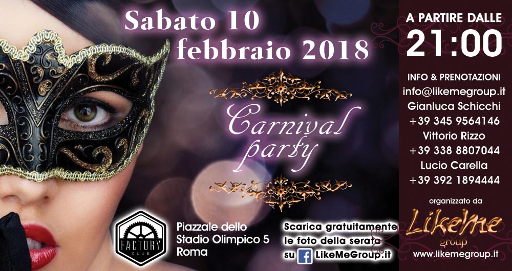 Factory Club Roma carnival party likemegroup
